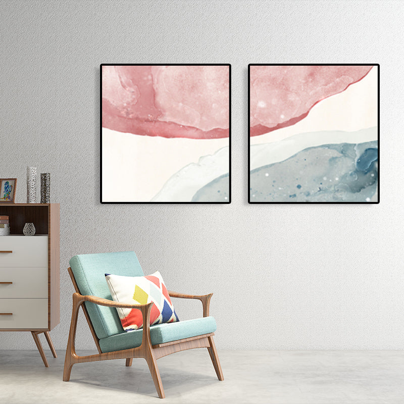 Modern Abstract Geometric Wall Art Soft Color Multi-Piece Canvas Print for Living Room Pink Clearhalo 'Art Gallery' 'Canvas Art' 'Contemporary Art Gallery' 'Modern' Arts' 1760621