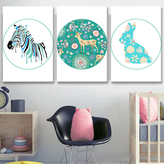 Soft Color Cartoon Print Painting Animal Children's Art Textured Canvas for House Interior Black Clearhalo 'Art Gallery' 'Canvas Art' 'Kids' Arts' 1760632