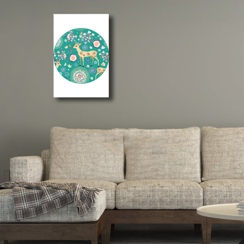 Soft Color Cartoon Print Painting Animal Children's Art Textured Canvas for House Interior Clearhalo 'Art Gallery' 'Canvas Art' 'Kids' Arts' 1760640