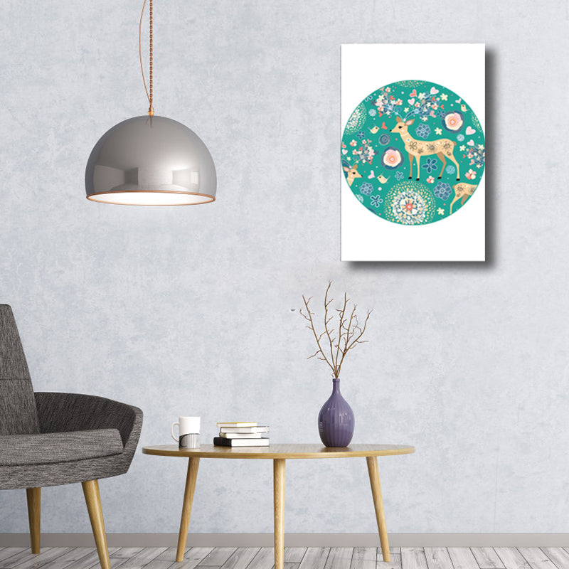 Soft Color Cartoon Print Painting Animal Children's Art Textured Canvas for House Interior Clearhalo 'Art Gallery' 'Canvas Art' 'Kids' Arts' 1760641