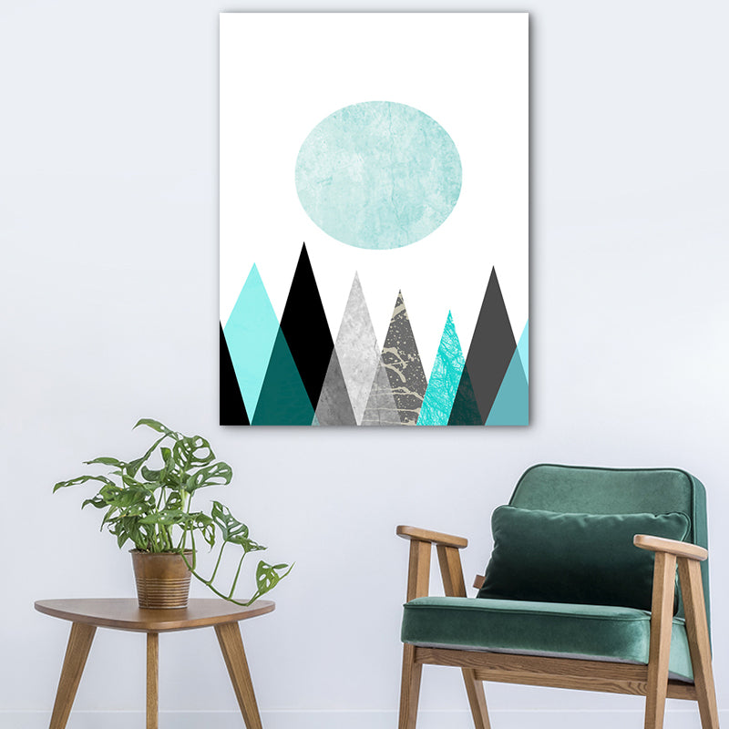 Pastel Color Nordic Wrapped Canvas Morning Mountains Wall Art Decor for Living Room Green Clearhalo 'Arts' 'Canvas Art' 1760647