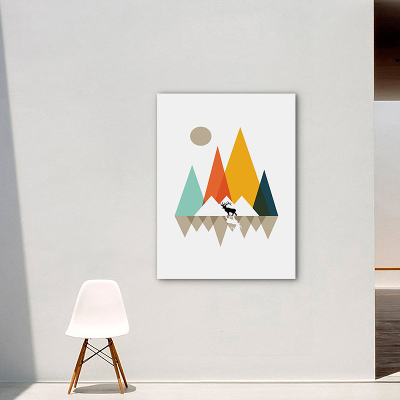Pastel Color Nordic Wrapped Canvas Morning Mountains Wall Art Decor for Living Room Clearhalo 'Arts' 'Canvas Art' 1760655
