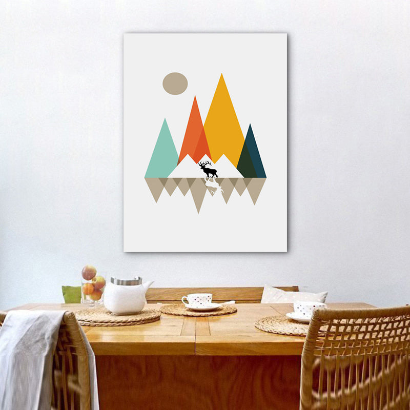 Pastel Color Nordic Wrapped Canvas Morning Mountains Wall Art Decor for Living Room Clearhalo 'Arts' 'Canvas Art' 1760656