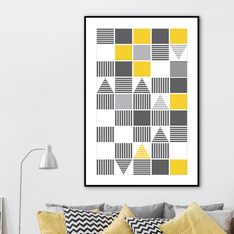 Modern Boys Wall Art Decor with Geometric Pattern Grey and Yellow Canvas Print for Room Grey Clearhalo 'Art Gallery' 'Canvas Art' 'Contemporary Art Gallery' 'Modern' Arts' 1760658