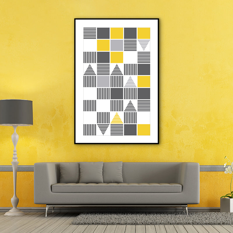 Modern Boys Wall Art Decor with Geometric Pattern Grey and Yellow Canvas Print for Room Clearhalo 'Art Gallery' 'Canvas Art' 'Contemporary Art Gallery' 'Modern' Arts' 1760659