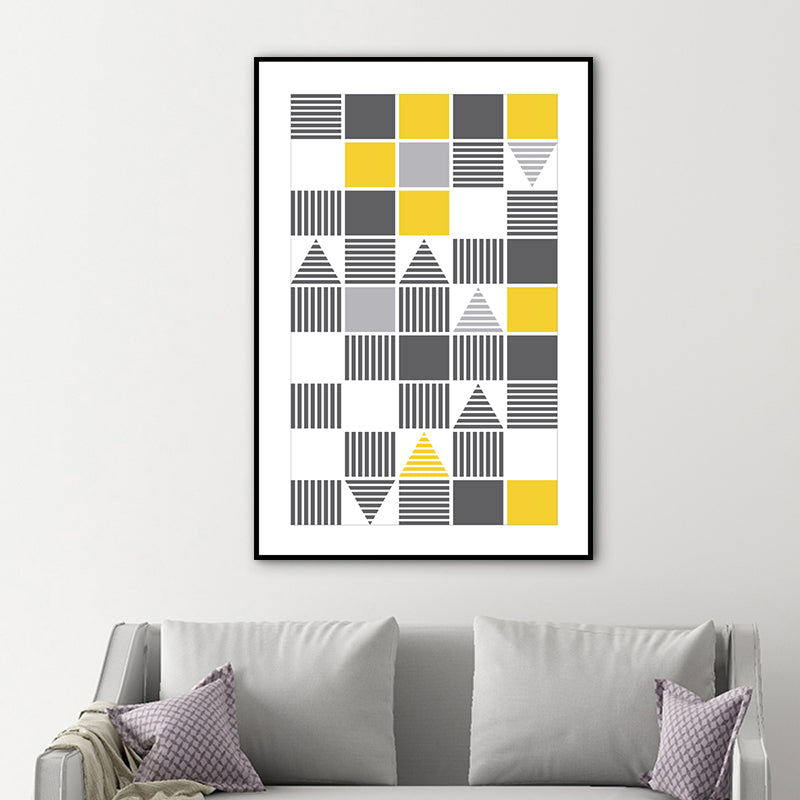Modern Boys Wall Art Decor with Geometric Pattern Grey and Yellow Canvas Print for Room Clearhalo 'Art Gallery' 'Canvas Art' 'Contemporary Art Gallery' 'Modern' Arts' 1760660