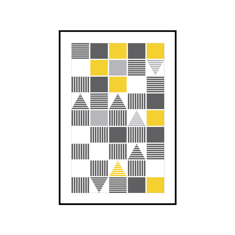 Modern Boys Wall Art Decor with Geometric Pattern Grey and Yellow Canvas Print for Room Clearhalo 'Art Gallery' 'Canvas Art' 'Contemporary Art Gallery' 'Modern' Arts' 1760661