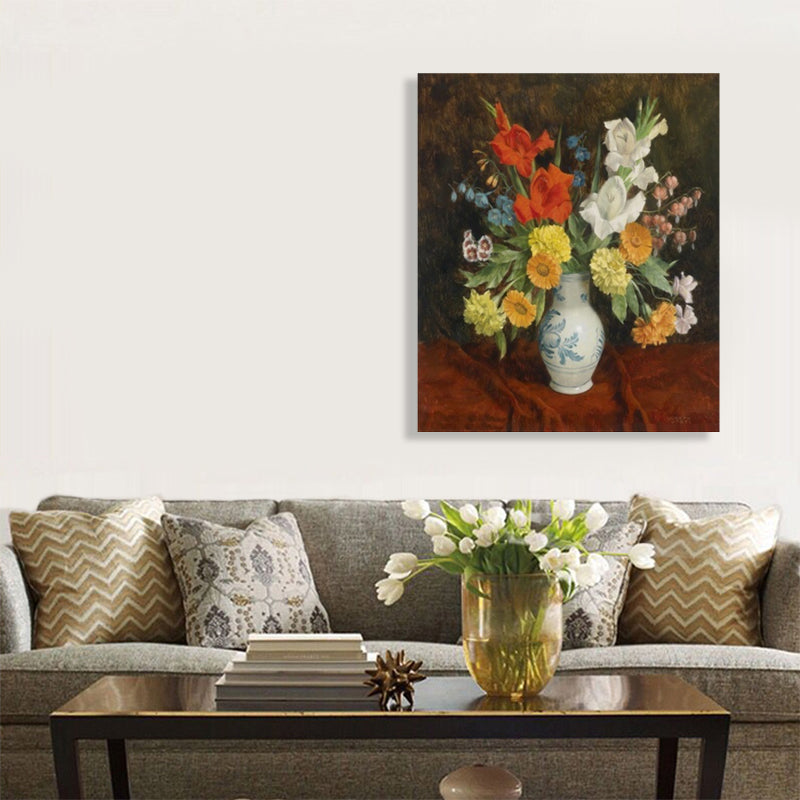 Light Color Flower Arrangement Canvas Impressionism Textured Wall Decor for Living Room Brown Clearhalo 'Arts' 'Canvas Art' 1760680