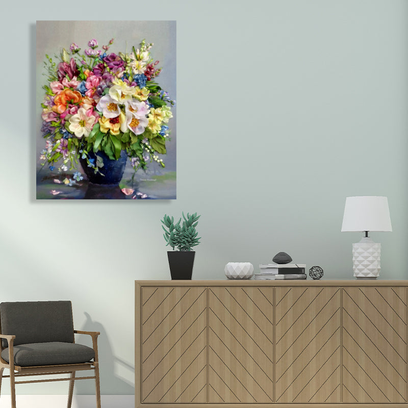 Light Color Flower Arrangement Canvas Impressionism Textured Wall Decor for Living Room Clearhalo 'Arts' 'Canvas Art' 1760688