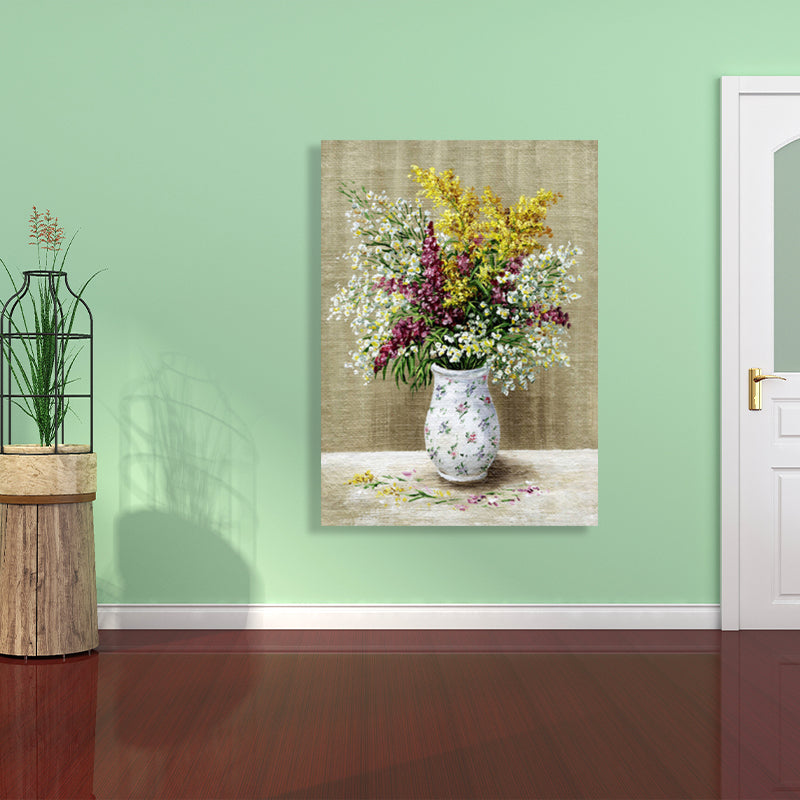 Light Color Flower Arrangement Canvas Impressionism Textured Wall Decor for Living Room Yellow Clearhalo 'Arts' 'Canvas Art' 1760691