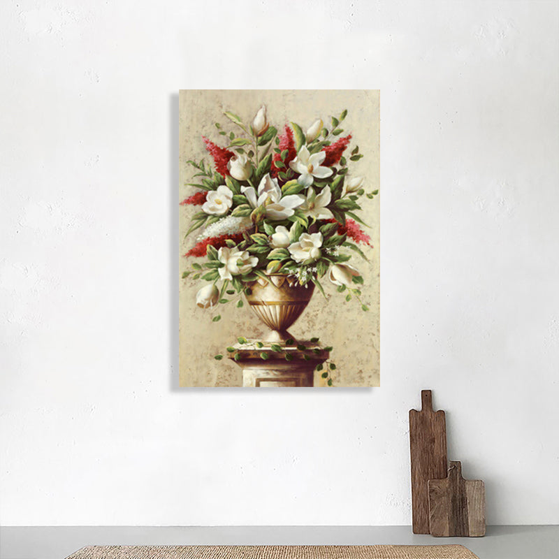Light Color Flower Arrangement Canvas Impressionism Textured Wall Decor for Living Room Beige Clearhalo 'Arts' 'Canvas Art' 1760699