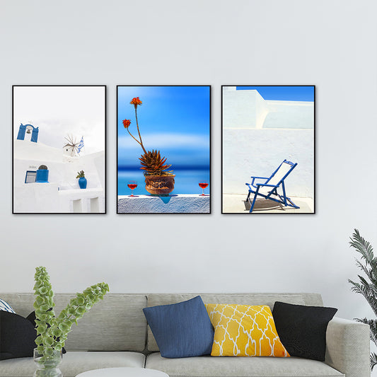 Modern Sea Still Life Art Print Blue and White Textured Wall Decor for Living Room Clearhalo 'Art Gallery' 'Canvas Art' 'Contemporary Art Gallery' 'Modern' Arts' 1760711