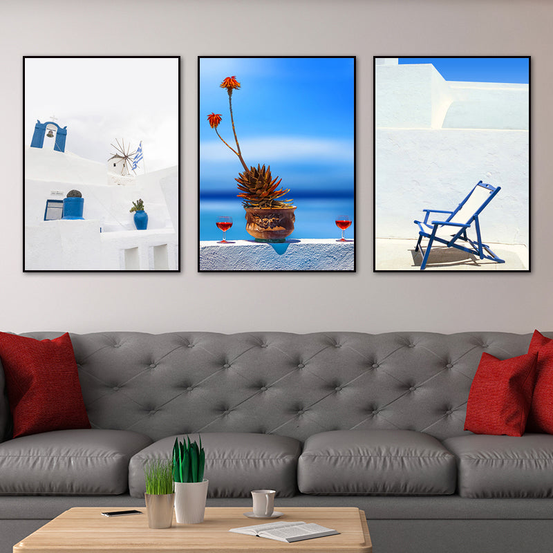 Modern Sea Still Life Art Print Blue and White Textured Wall Decor for Living Room Clearhalo 'Art Gallery' 'Canvas Art' 'Contemporary Art Gallery' 'Modern' Arts' 1760712