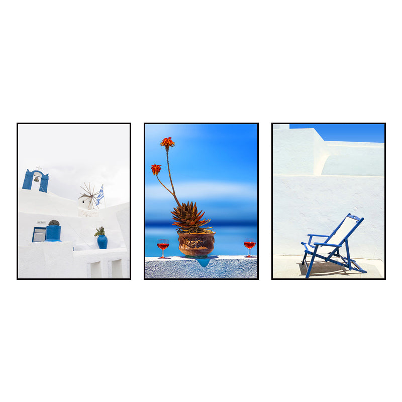 Modern Sea Still Life Art Print Blue and White Textured Wall Decor for Living Room Clearhalo 'Art Gallery' 'Canvas Art' 'Contemporary Art Gallery' 'Modern' Arts' 1760713