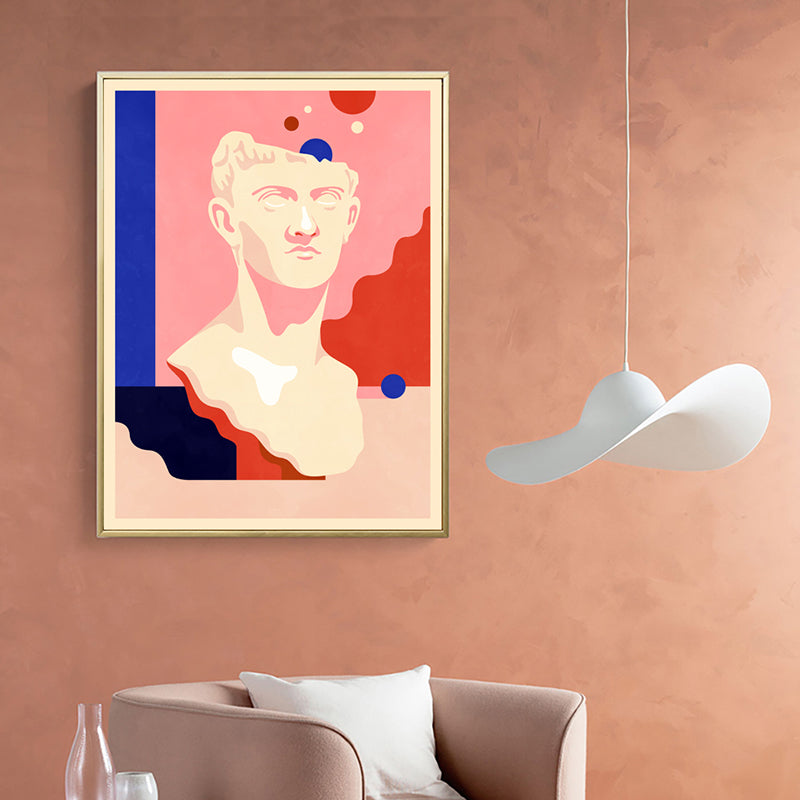 Pink Male Sculpture Canvas Art Illustration Scandinavian Textured Painting for Bedroom Clearhalo 'Arts' 'Canvas Art' 1760719