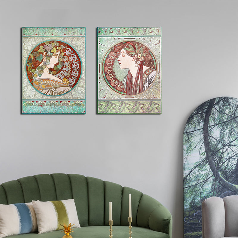 Canvas Textured Wall Decor Art Nouveau Maiden's Profile Painting, Multiple Sizes Clearhalo 'Arts' 'Canvas Art' 1760775