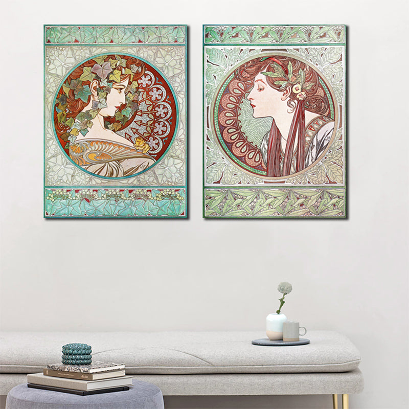 Canvas Textured Wall Decor Art Nouveau Maiden's Profile Painting, Multiple Sizes Clearhalo 'Arts' 'Canvas Art' 1760780