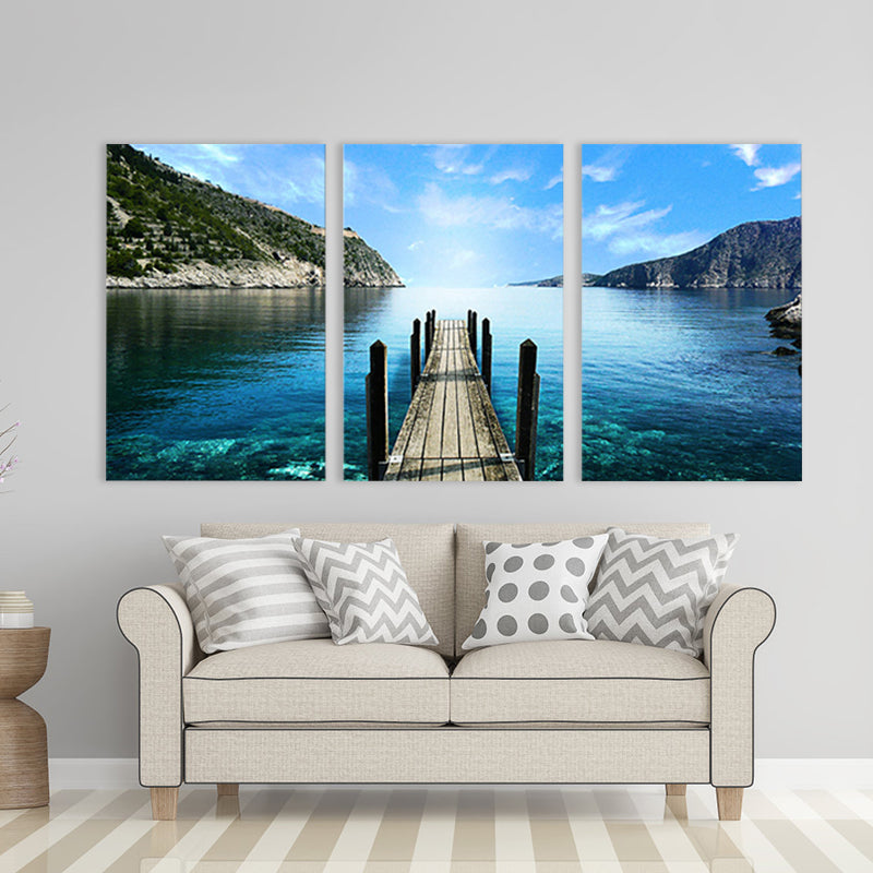 Blue Photography Canvas Art Multi-Piece Contemporary Bedroom Wall Decor, Set of Three Clearhalo 'Art Gallery' 'Canvas Art' 'Contemporary Art Gallery' 'Modern' Arts' 1760792