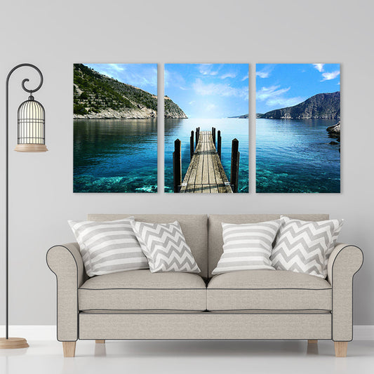 Blue Photography Canvas Art Multi-Piece Contemporary Bedroom Wall Decor, Set of Three Clearhalo 'Art Gallery' 'Canvas Art' 'Contemporary Art Gallery' 'Modern' Arts' 1760793