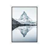 Grey Lakeside Snowy Mountain Canvas Landscape Modern Textured Wall Art Print for Room Clearhalo 'Art Gallery' 'Canvas Art' 'Contemporary Art Gallery' 'Modern' Arts' 1760801