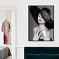 Soft Color Vintage Canvas Hatted Girl Painting for Dining Room, Multiple Sizes Options Clearhalo 'Arts' 'Canvas Art' 1760820