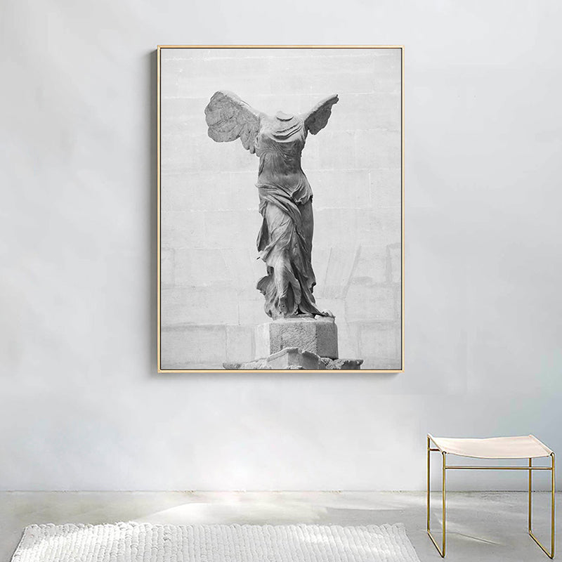 Grey Nordic Canvas Print Photo Winged Victory of Samothrace Wall Art Decor for Room Grey Clearhalo 'Arts' 'Canvas Art' 1760823