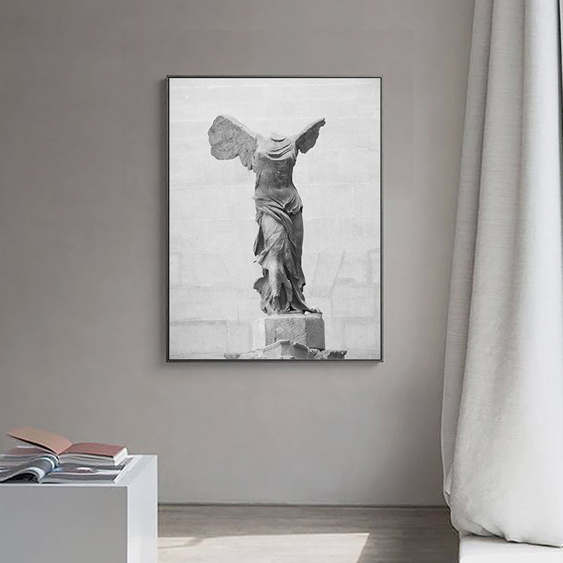 Graue nordische Leinwand Druckfoto geflügelter Sieg von Samothrace Wandkunstdekor für Raum