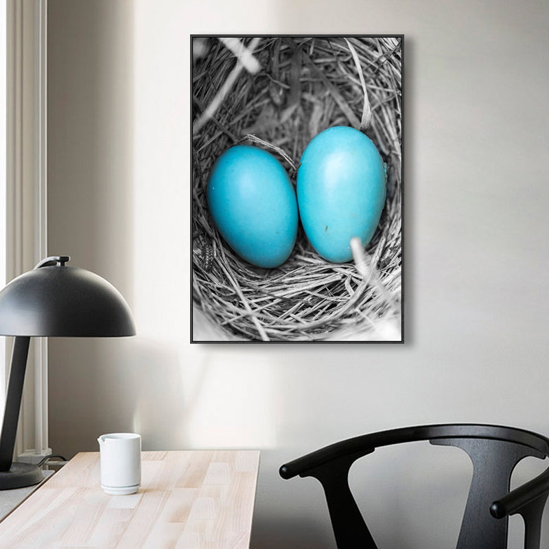 Blue Modern Canvas Wall Art Wild Bird Scenery Painting for Kitchen, Multiple Sizes Light Blue Clearhalo 'Art Gallery' 'Canvas Art' 'Contemporary Art Gallery' 'Modern' Arts' 1760839