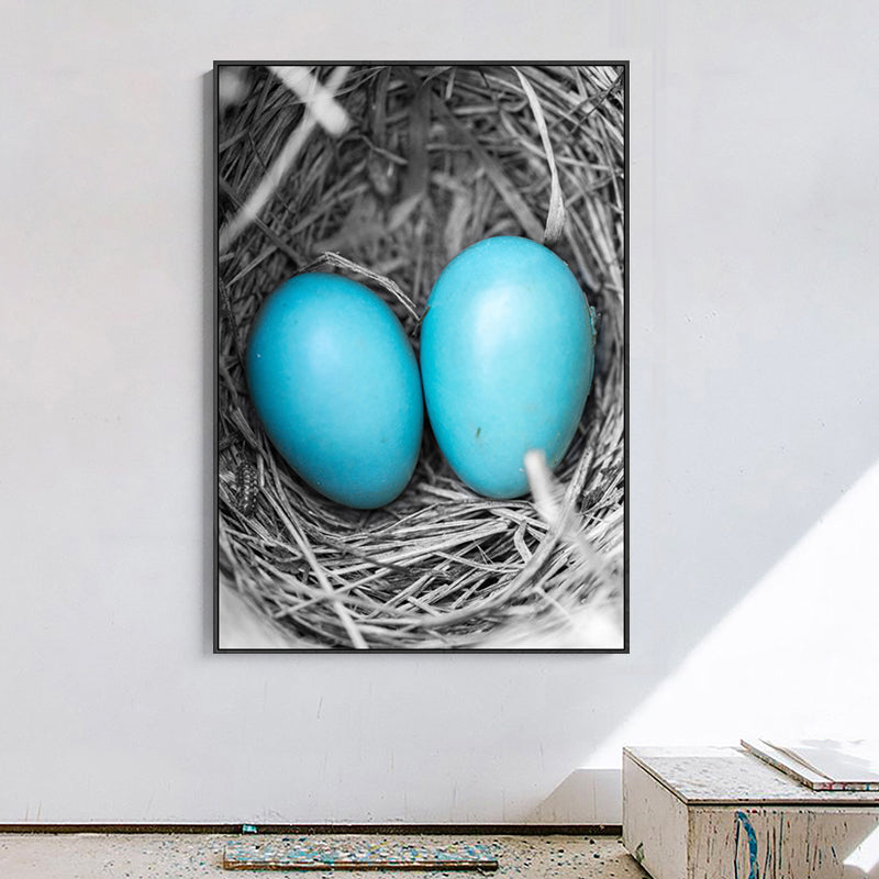 Blue Modern Canvas Wall Art Wild Bird Scenery Painting for Kitchen, Multiple Sizes Clearhalo 'Art Gallery' 'Canvas Art' 'Contemporary Art Gallery' 'Modern' Arts' 1760841
