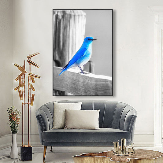 Blue Modern Canvas Wall Art Wild Bird Scenery Painting for Kitchen, Multiple Sizes Blue Clearhalo 'Art Gallery' 'Canvas Art' 'Contemporary Art Gallery' 'Modern' Arts' 1760846