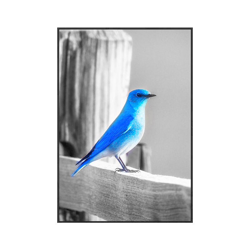 Blue Modern Canvas Wall Art Wild Bird Scenery Painting for Kitchen, Multiple Sizes Clearhalo 'Art Gallery' 'Canvas Art' 'Contemporary Art Gallery' 'Modern' Arts' 1760849