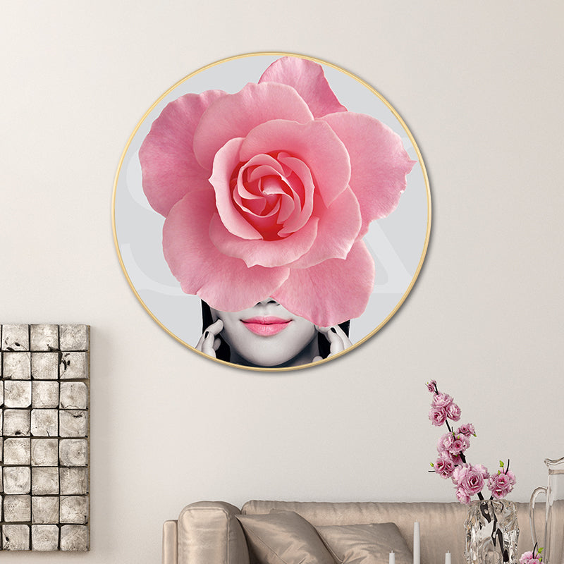 Modern Flower and Girl Canvas Pastel Color Bedroom Wall Art Decor, Multiple Sizes Clearhalo 'Art Gallery' 'Canvas Art' 'Contemporary Art Gallery' 'Modern' Arts' 1760863