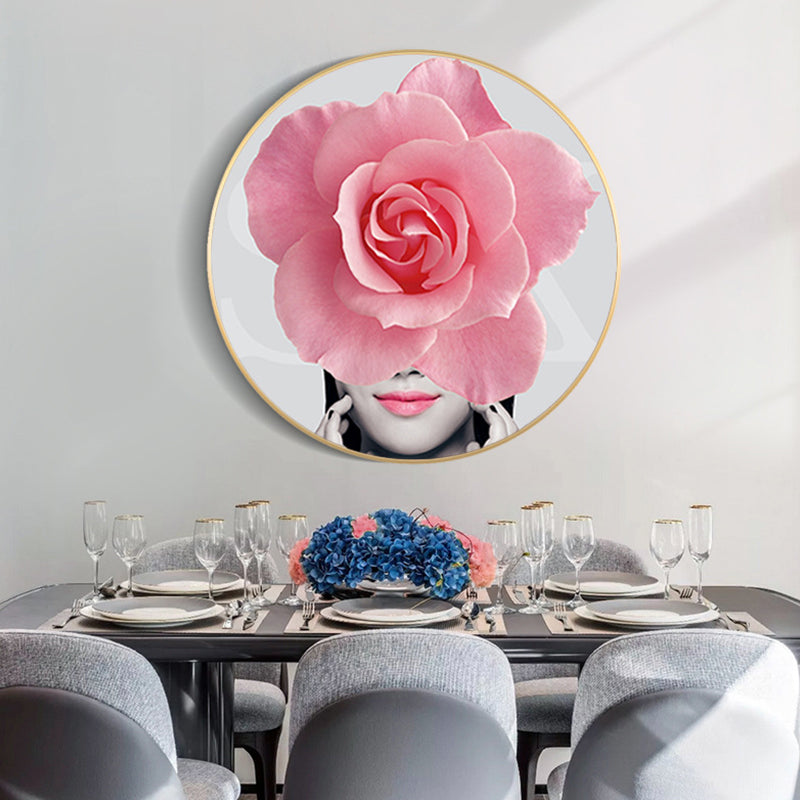 Modern Flower and Girl Canvas Pastel Color Bedroom Wall Art Decor, Multiple Sizes Clearhalo 'Art Gallery' 'Canvas Art' 'Contemporary Art Gallery' 'Modern' Arts' 1760864