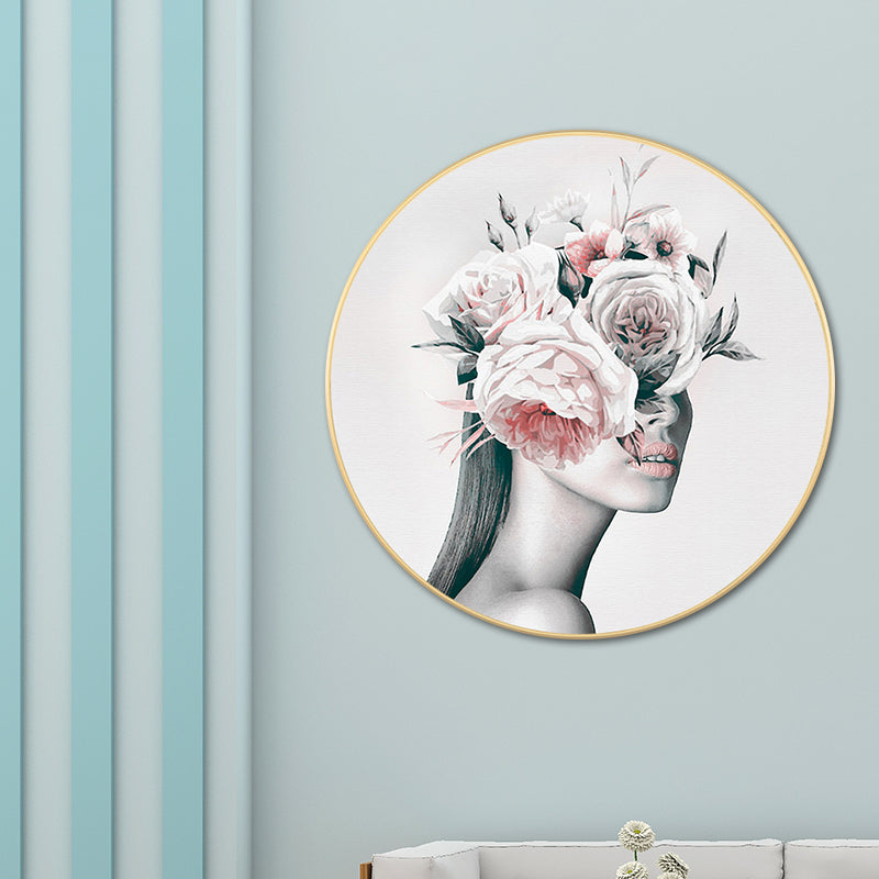 Modern Flower and Girl Canvas Pastel Color Bedroom Wall Art Decor, Multiple Sizes Clearhalo 'Art Gallery' 'Canvas Art' 'Contemporary Art Gallery' 'Modern' Arts' 1760871
