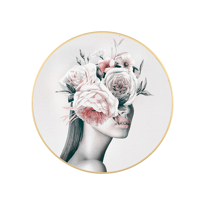 Modern Flower and Girl Canvas Pastel Color Bedroom Wall Art Decor, Multiple Sizes Clearhalo 'Art Gallery' 'Canvas Art' 'Contemporary Art Gallery' 'Modern' Arts' 1760872