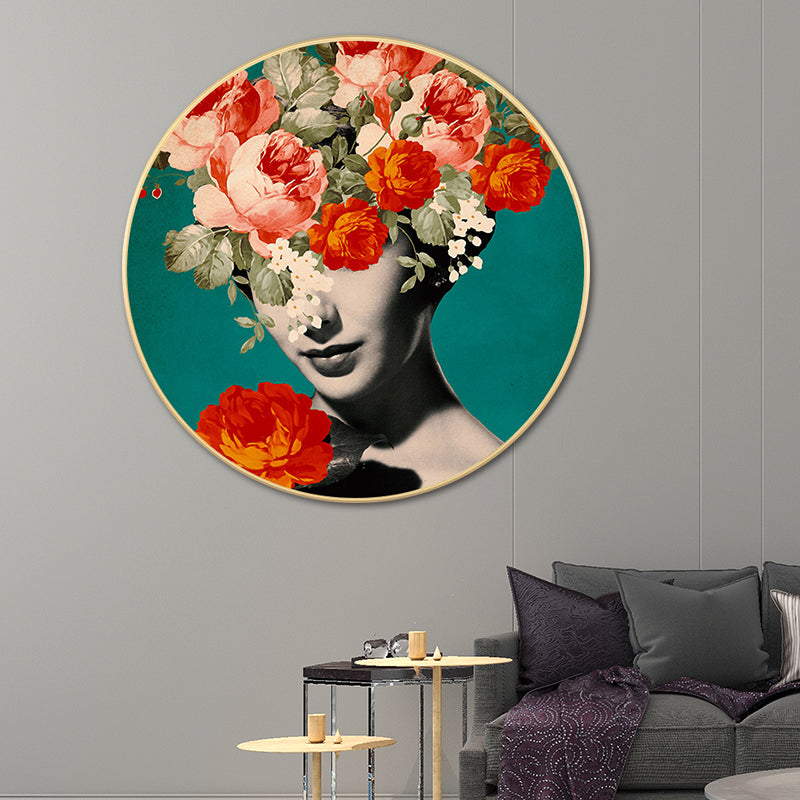 Modern Flower and Girl Canvas Pastel Color Bedroom Wall Art Decor, Multiple Sizes Clearhalo 'Art Gallery' 'Canvas Art' 'Contemporary Art Gallery' 'Modern' Arts' 1760874