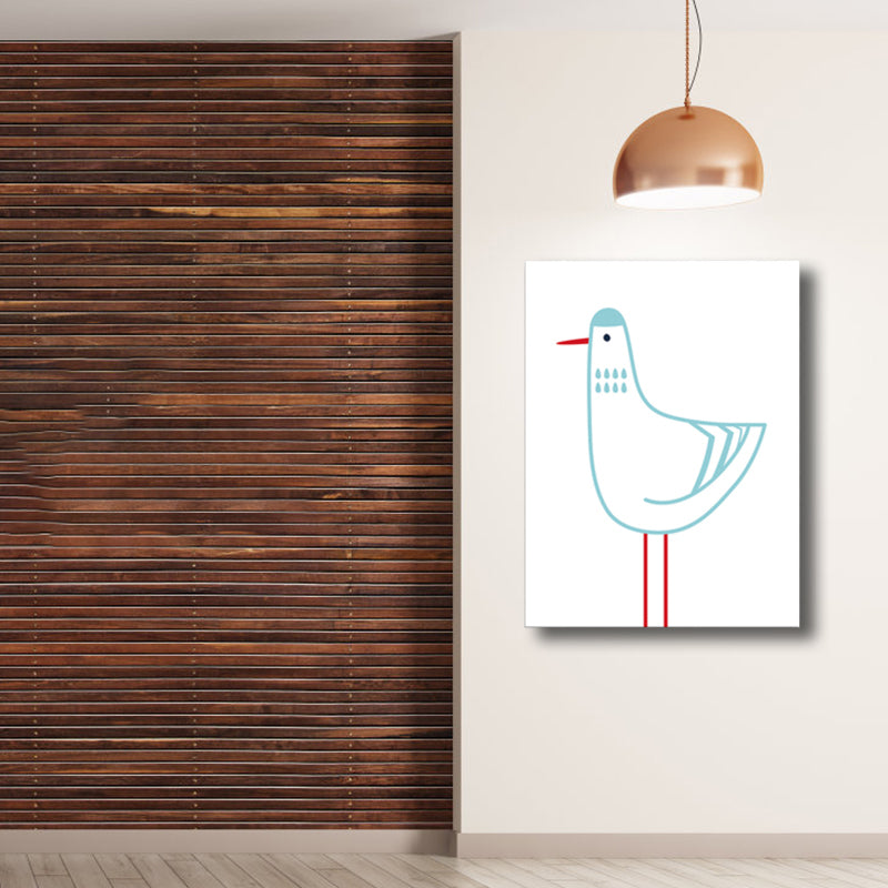 Children's Art Illustrated Pigeon Canvas White Textured Wall Decor for Kids Room White Clearhalo 'Art Gallery' 'Canvas Art' 'Kids' Arts' 1760904