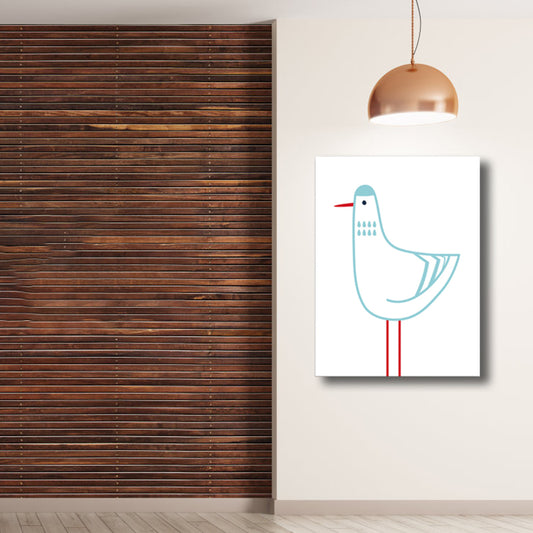 Children's Art Illustrated Pigeon Canvas White Textured Wall Decor for Kids Room White Clearhalo 'Art Gallery' 'Canvas Art' 'Kids' Arts' 1760904