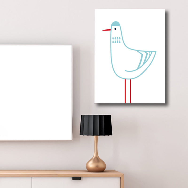 Children's Art Illustrated Pigeon Canvas White Textured Wall Decor for Kids Room Clearhalo 'Art Gallery' 'Canvas Art' 'Kids' Arts' 1760906