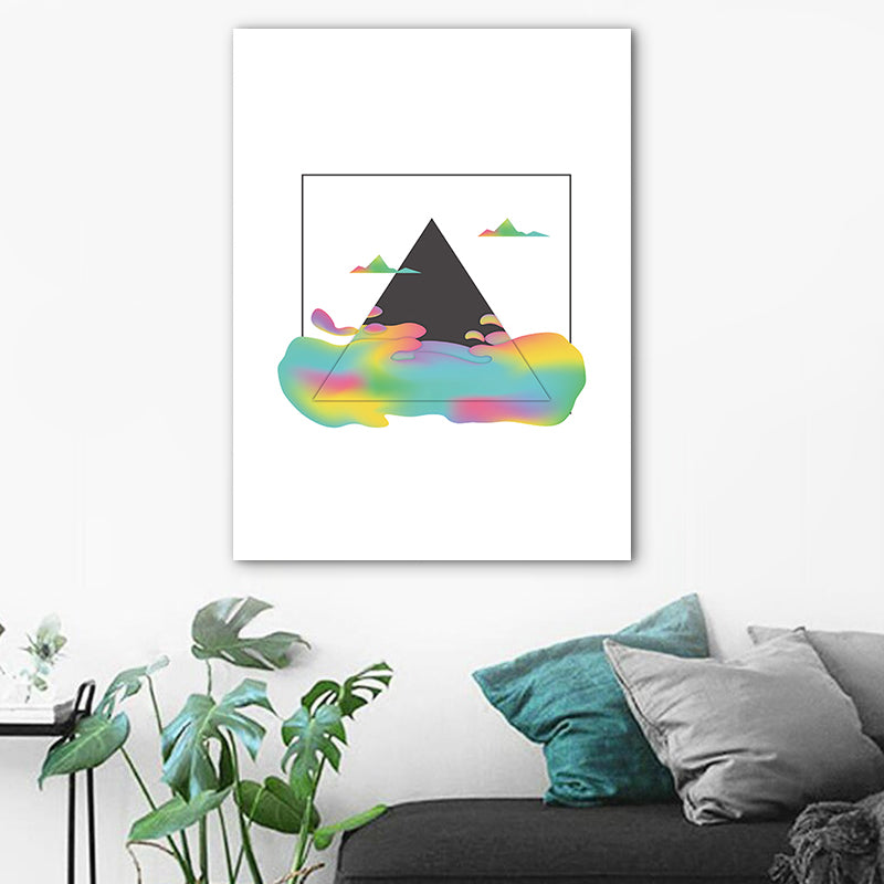 Mountains View Canvas Print Scandinavian Landscape Painting in Black for Guest Room - Black - Clearhalo - 'Arts' - 'Canvas Art' - 1760911