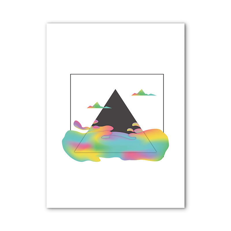 Mountains View Canvas Print Scandinavian Landscape Painting in Black for Guest Room Clearhalo 'Arts' 'Canvas Art' 1760914