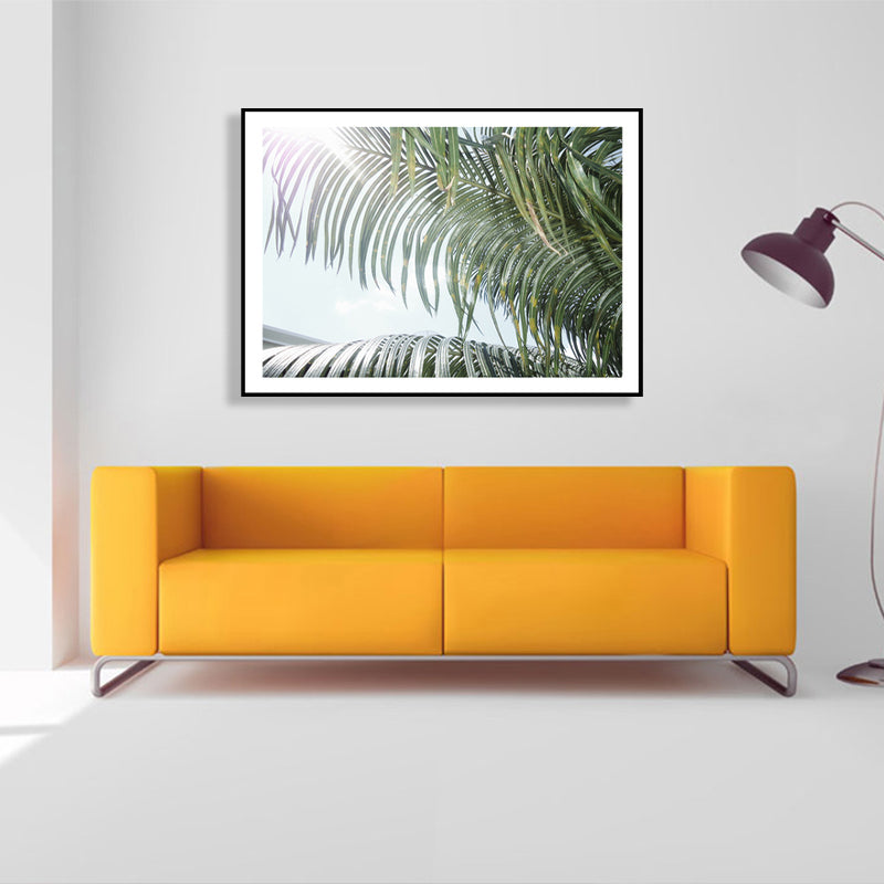 Photograph Print Palm Branch Canvas Green Tropical Wall Art Decor for Sitting Room Green Clearhalo 'Art Gallery' 'Canvas Art' 'Contemporary Art Gallery' 'Modern' Arts' 1760952
