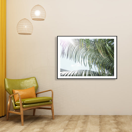 Photograph Print Palm Branch Canvas Green Tropical Wall Art Decor for Sitting Room Clearhalo 'Art Gallery' 'Canvas Art' 'Contemporary Art Gallery' 'Modern' Arts' 1760953