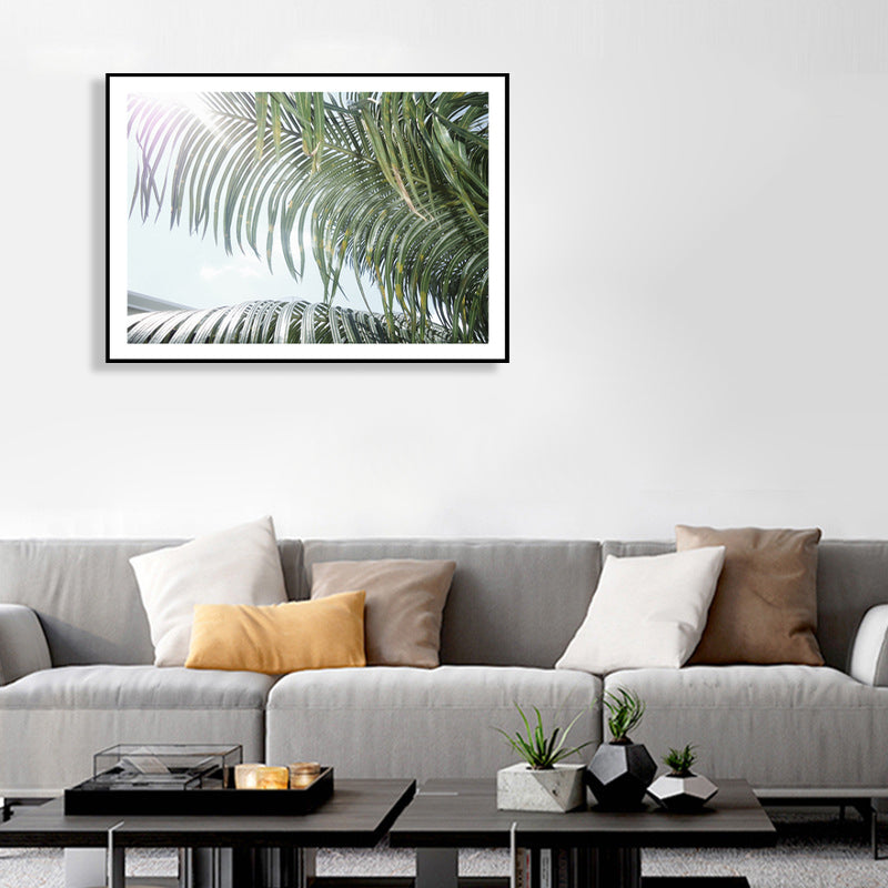 Photograph Print Palm Branch Canvas Green Tropical Wall Art Decor for Sitting Room Clearhalo 'Art Gallery' 'Canvas Art' 'Contemporary Art Gallery' 'Modern' Arts' 1760954