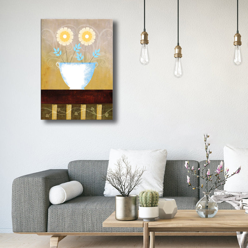 Light Color Flower Wall Decor Textured Art Nouveau Style Girls Bedroom Canvas Art Clearhalo 'Arts' 'Canvas Art' 1760967