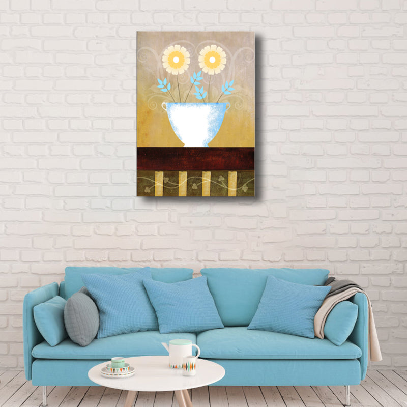 Light Color Flower Wall Decor Textured Art Nouveau Style Girls Bedroom Canvas Art Clearhalo 'Arts' 'Canvas Art' 1760968