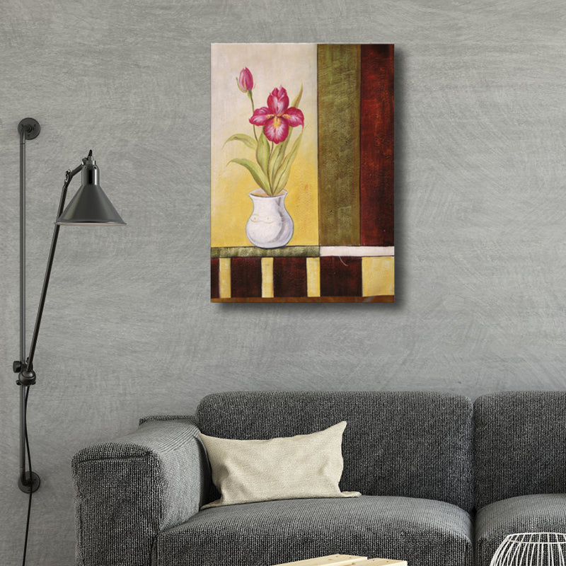 Light Color Flower Wall Decor Textured Art Nouveau Style Girls Bedroom Canvas Art Clearhalo 'Arts' 'Canvas Art' 1760975