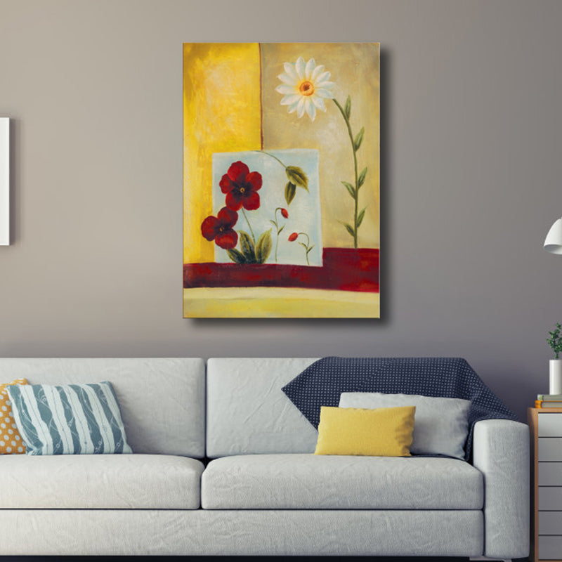 Light Color Flower Wall Decor Textured Art Nouveau Style Girls Bedroom Canvas Art Clearhalo 'Arts' 'Canvas Art' 1760979