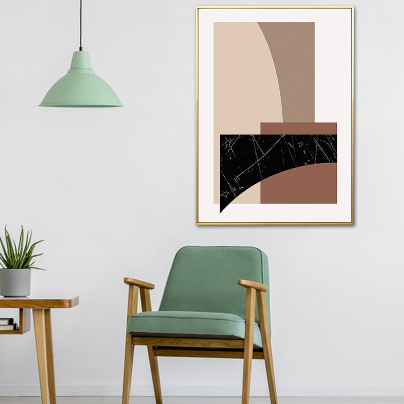 Scandinavian Style Geometric Art Print Canvas Light Color Oil Painting Wall Decor Brown Clearhalo 'Arts' 'Canvas Art' 1760989