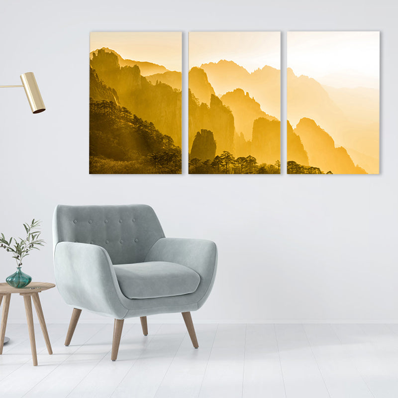 Misty Mountains Scene Wall Decor for Bathroom Photography Canvas Art Print, Multiple Sizes Clearhalo 'Art Gallery' 'Canvas Art' 'Contemporary Art Gallery' 'Modern' Arts' 1761103